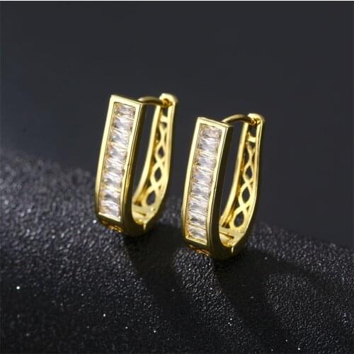YJGS Exquisite Ladies Copper Zircon Full Inlaid Hoop Earrings Fashion U-Shaped Mini Korean Girl Earrings Brino Jewelry