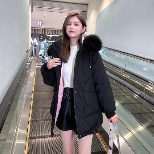 ISENMAL Winter Thicken Women Parkas Casual Fur Collar Hooded Warm Cotton Paddded Coat Outwear Female Warm Wool Liner Jacket