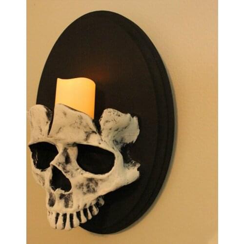 1PC Skull Candlestick Holder Halloween Horror Candle Holder Home Resin Skeleton Decor Halloween Wall Wall Pendant Ornament