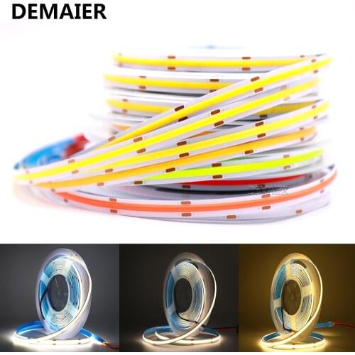 DC12V 24V 384 528LEDs COB LED bande lumière haute densité Flexible bande éclairage RA90 haute densité, 3000K/4000K/6000K