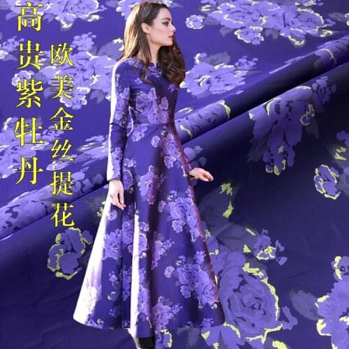 160cm wide cloth autumn and winter golden peony weaving Jacquard fashion fabric Haute Couture Dress Puff skirt clothing fabric
