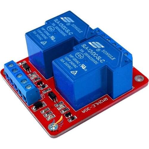 2 way 30A relay module / high, low level trigger / high power / bidirectional optocoupler / 5V, 12V, 24V