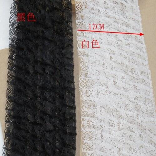 1meter High-quality seven-layer folds black white lace trim 17CM wide lace skirt edge collar side clothing accessories SC249