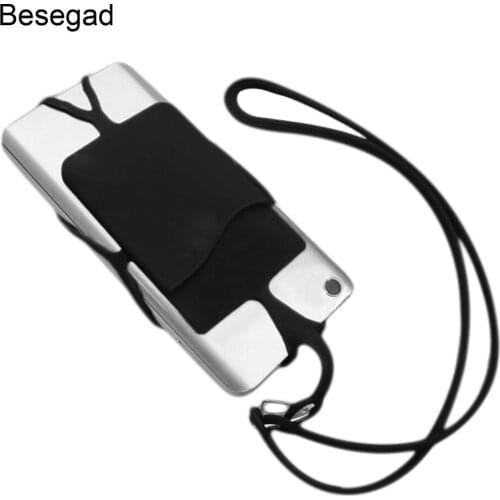 Besegad Universal Silicone Cell Phone Lanyard Holder Case Cover Phone Neck Strap Necklace Sling For Smartphone Less Than 6inch