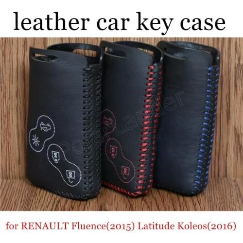Only Red car key case leather hand sewing for RENAULT Fluence(2015)/Latitude/Koleos(2016)/Laguna(2012)/Talisman(2013)/Megane