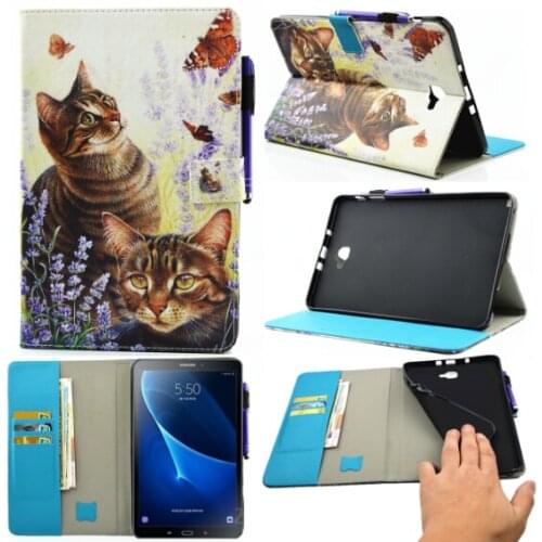 Cute Cat Printed PU Leather Case For Samsung Galaxy Tab S3 9.7 T820 SM-T825 Case Folio Flip Kickstand Tablet Kids Case Cover