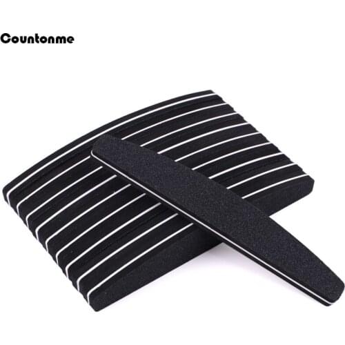 50Pcs Black Boat Sponge Nail Buffer Sanding Files Block 100/180 Washable Double Sided Professional Nail Files For Manicure Tool