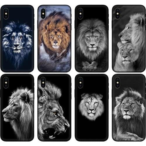 Black tpu Case For Xiaomi Redmi 7A 8 8A 9 9A 9C Case Redmi Note 8T 8 Pro T Note 9 9S 9 Pro Case big lion animal