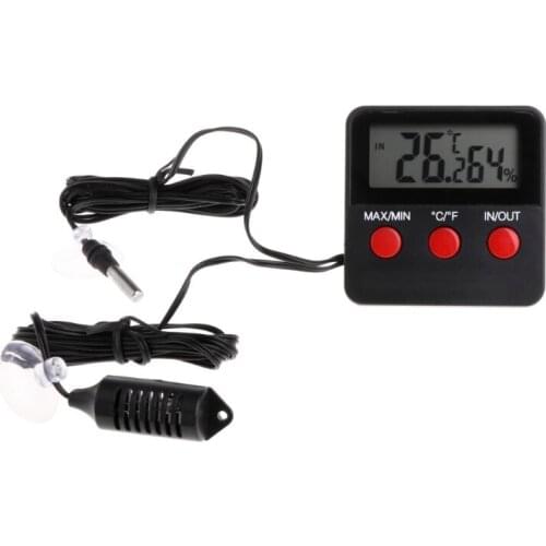 Digital Thermometer Hygrometer Pet Reptile Temperature Humidity w/ Remote Sensor