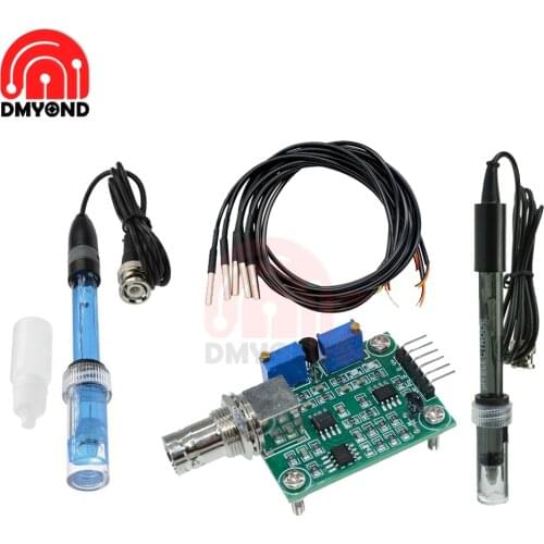 Liquid PH Value Detection detect Sensor Module Monitoring Control Board For Arduino BNC Electrode Probe Controller+DS18B20 Wire