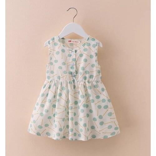 0-4Y Infantile Baby Girl Sleeveless Cotton Dress Casual Toddler Fruit Princess Button Sundress Vestido Outfit Clothes