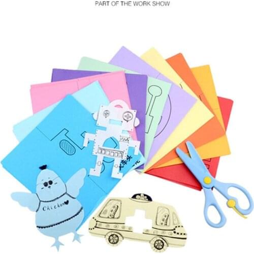 DIY Kindergarten Kids Gift Handmade Paper Book Toy Paper Cutting + Plastic Safe Scissors Picture Painting Art Toy