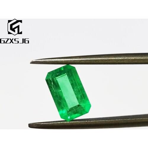 GZXSJG 5x7mm Lab Grown Colombian Emerald Created Loose Gemstone for Jewelry personal Customize rectangle Emerald Cutting DIY