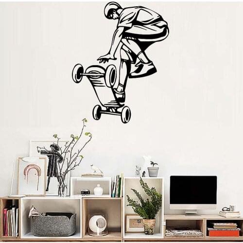Art Skateboard Ride Boys Wall Stickers Murals Large Hall Wallpaper Teenager Room Wall Decals Ornament Removable Poster Hot LC168