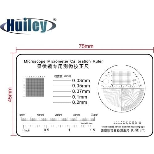 Calibration Ruler Transparent Film PET Microscope Micrometer Round-shaped Particle Diameter Measurement Tape Line Coordinate