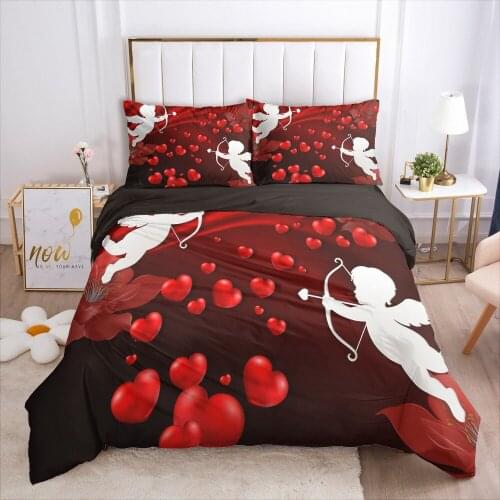 Duvet cover set pillowcase euro 2.0 1.5 family for home 3D luxury bed linen Bedding set bed linings 4 piece Wedding Cupid heart