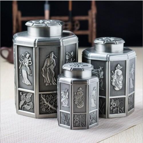 High Quality Chinese Style Metal Alloy tea container Tea Caddy Tin Tea Bag Storage Box For Home Decoration CYG022