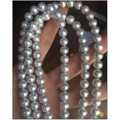 BEAUTIFUL 3ROW 17-19" AAA 10-11 MM South Gray Pearl Necklace