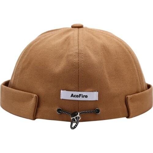 Men Women Skullcap Sailor Cap Letter Label Hip Hop Rolled Cuff Bucket Caps Brimless Hat Solid Color Adjustable Cotton Hats