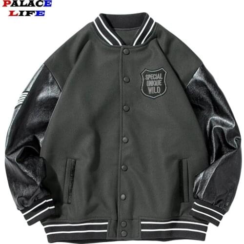 Men Hip Hop Bunny Butterfly Patch Patchwork Jackets Mens 2021 Harajuku Color Block Baseball Coats Streetwear Bomber Jacket