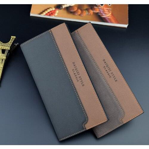 Male Contrasting Color Wallet Long Wallet for Men Soft Leather Multi Card Position Suit Bag Business Money Bags billetera hombre