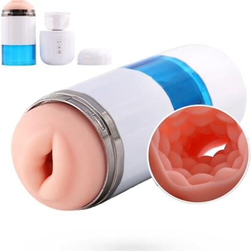 Soft Silicone Vagina Masturbator Vibrator Detachable Double Men Masturbator Cup Penis Vibrators For Male Glans Trainer Massager
