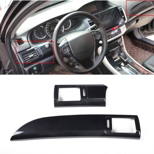 NEW 2pcs/set Console Dashboard L&R Air Vent Trim Decoration Strip fit for Honda Accord 2014 2015 2016 2017 Carbon Fiber Texture