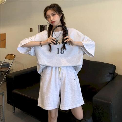 2021 new Shirt suit womens summer Korean style fashion high waist short sleeve shirt black PANTS two-piece sets College style