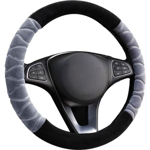 Winter Short Plush Car Steering Wheel Braid Cover Wrap For 37-38CM/14.5"-15" M Size Auto steering wheel protective Decoration