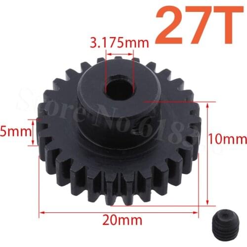 Steel Metal 27T Teeth Motor Pinion Gear Diameter Hole: 3.175mm For RC 1/18 WLtoys A959-B A969-B A979-B K929-B Car A959-B-15