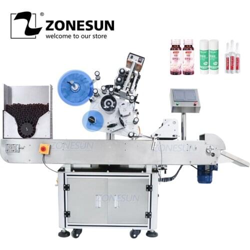 ZONESUN ZS-TB823 Vertical Automatic E-juice Reagent Solid Gum Bottle Labeling Machine Label Applicator
