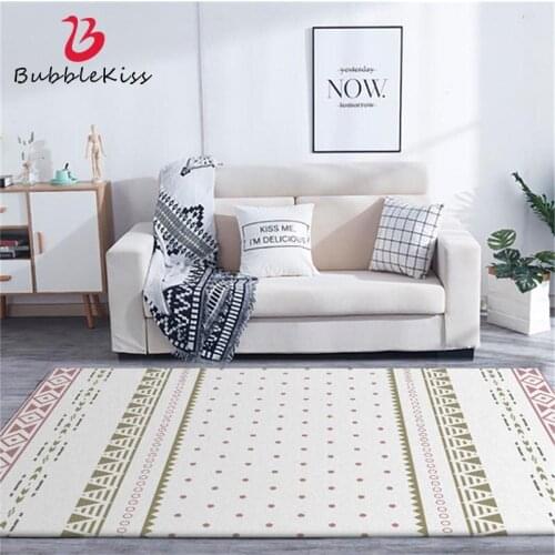 Bubble Kiss Nordic Style Stripe Pattern Pink Rugs Thicken Polyester Carpets for Living Room Large Size Home Decor Bedroom Mats