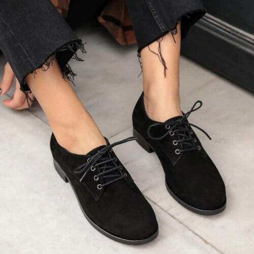Ginger 100% Genuine Leather Suede Oxford Women Shoes