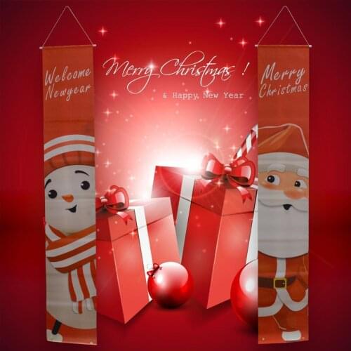 1 Pair Oxford Cloth Merry Christmas Santa Claus Snowman Wall Hanging Banner Flag Xmas Party Porch Decoration High Quality