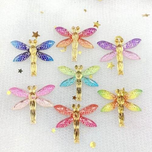 10pcs Rainbow Dragonfly Flat Back Jewelry Resin and Acrylates Hair Pin Decorative Accessories crystal Dragonfly