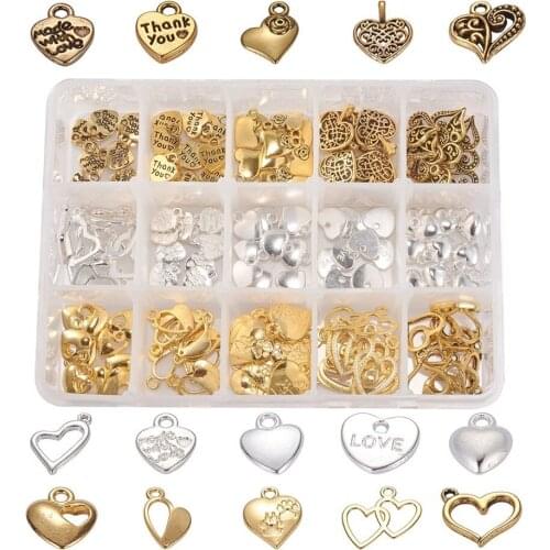 150pcs/box Various Mini Heart-shaped alloy pendant Charms accessories For DIY Fashion jewelry material accessories