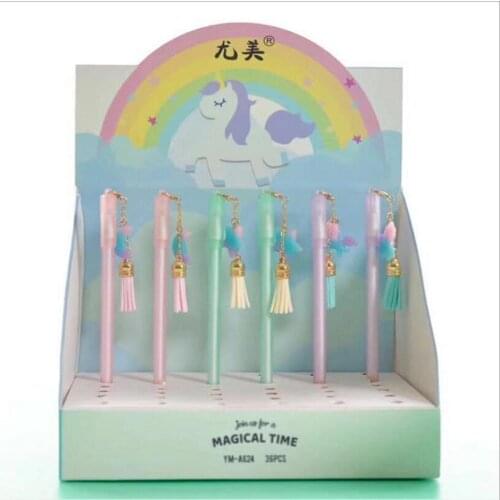36pcs Creative Stationery Student Pen Unicorn Donut Gel Pen Full Needle Black Ink Pen School Supplies Office Supplies 0.5mm