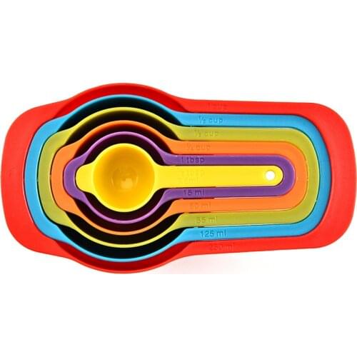 6 Pcs/Set Kitchen Measuring Spoon Rainbow Color Stackable Combination Measuring Cup PP Material Kitchen Accessories Baking Tools