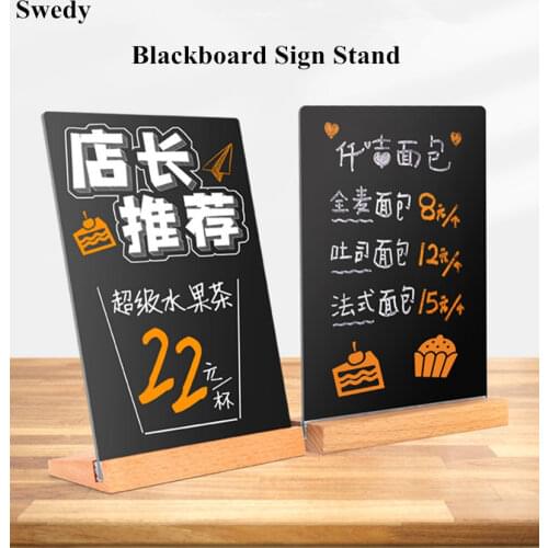 A5 210*148mm Double Side DIY Wooden Restaurant Upright Menu Price Sign Table Display Stand Menu Frame Advertising Chalkboard