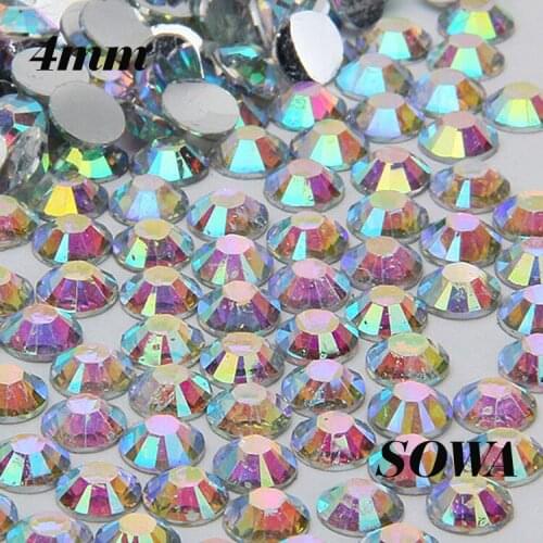 Free Shipping 1440pcs/bag SS16 Size 4mm Crystal AB Resin Flatback beads,Nail Art beads,DIY Wedding Decoration