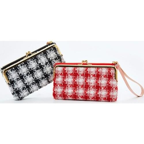 Brand Women Clutches Bags Canvas Fashion Girls Wallet Bag Ladies 2021 Womens Handbag lattice Folder bag Purse Passport