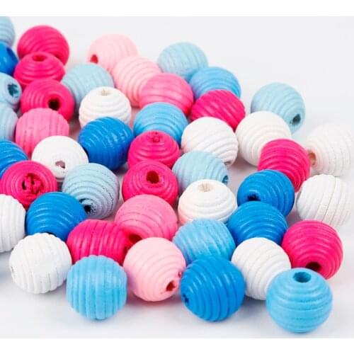 DIY Bead 50PCS Natural Ball Round Thread Wooden Spacer Beads Eco-Friendly Mixed Color Wood Beads Lead-Free Wooden Balls 14*14mm