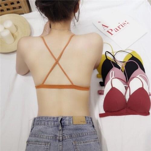 Sexy Front buckle Bra Woman No steel ring Beauty back Underwear girl Gather Strap bra Thin Shoulder strap Tube top Woman