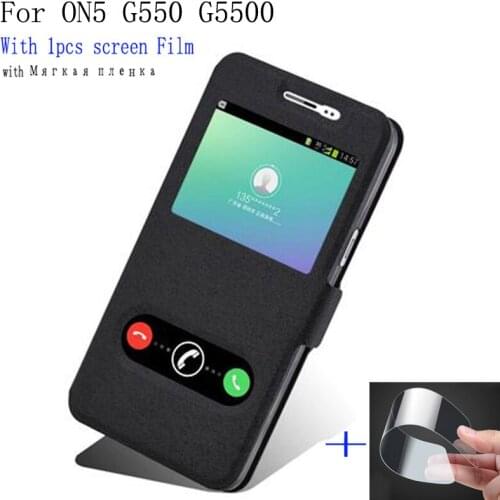 2pcs Phone case For Samsung galaxy ON5 cover shell open window PU leather case For Samsung ON 5 G550 G5500 flip case back cover