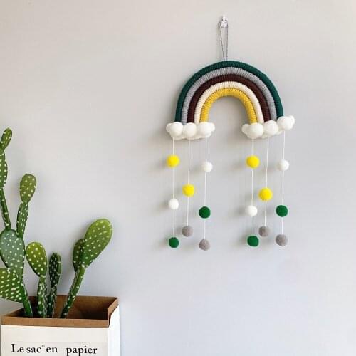 Baby Room Decoration Bumper INS Nordic Style Hand-Woven Rainbow For Kids DIY Cotton Rope Ornaments Wall Hanging Toy Room Decor