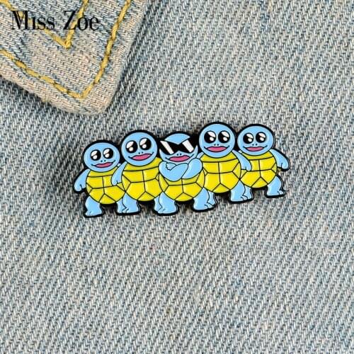 Blue Tortoise Enamel Pins Custom Cool Sunglasses Turtle Brooch Lapel Pin Bag Badge Childhood Animal Jewelry Gift Kids Friends