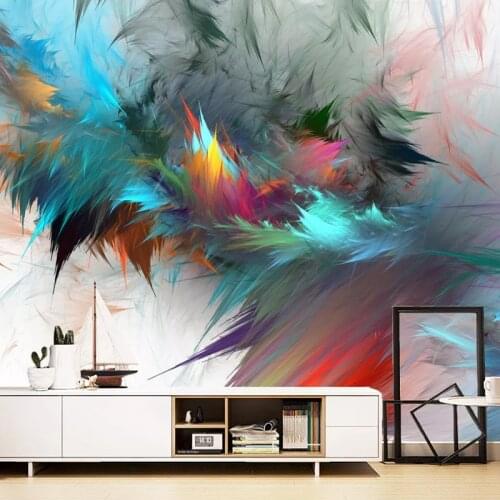 Photo Wallpaper 3D Abstract Watercolor Art Colorful Feathers Murals Living Room Bedroom Creative Decor Wall Painting Wallpapers
