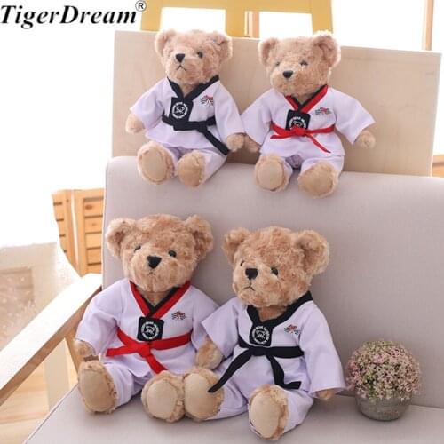 One Piece Teddy Bear With Taekwondo Clothes Toy Cute Bears Doll Soft PP Cotton Stuffed Toys Valentines Day Presents