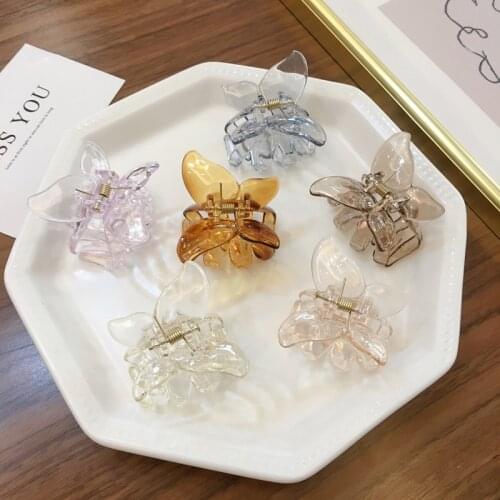 Ins Butterfly Catch Clip Transparent Medium Hair Clip Women Hairpin Fashion Hair Accessories Female Headwear