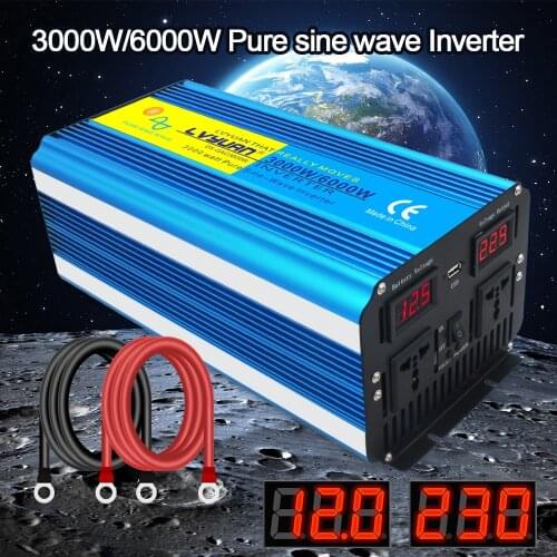 Remote Control Charging Power Inverter 3000W/6000W DC 12V/24V TO AC 220V 230V 240V 50Hz/60Hz LED Display Pure Sine Wave Inverter